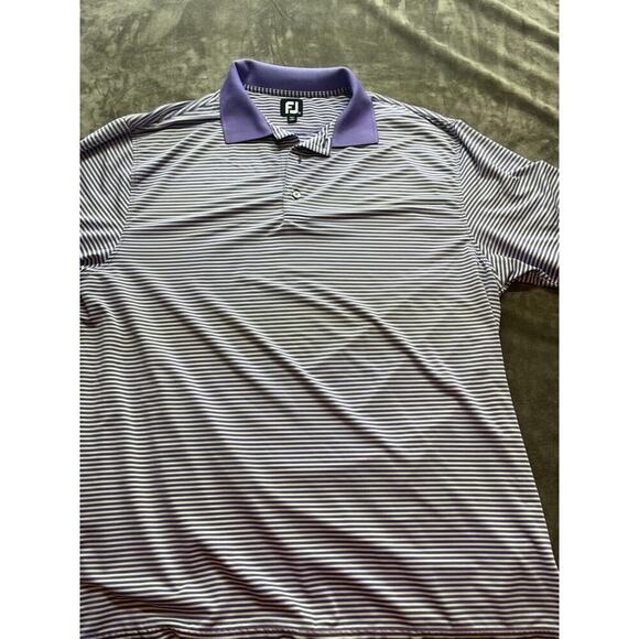 Footjoy FJ Purple Striped Golf Performance Short Sleeve Polo Shirt Mens XL - Picture 1 of 4